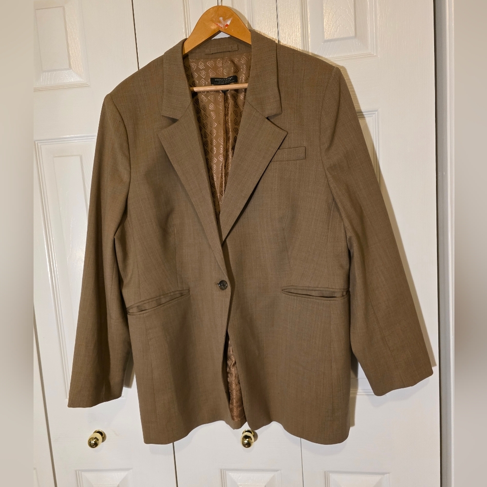 Banana Republic Fabbrica Alta Italian Wool Blend Blazer Womens Size 20 Tan